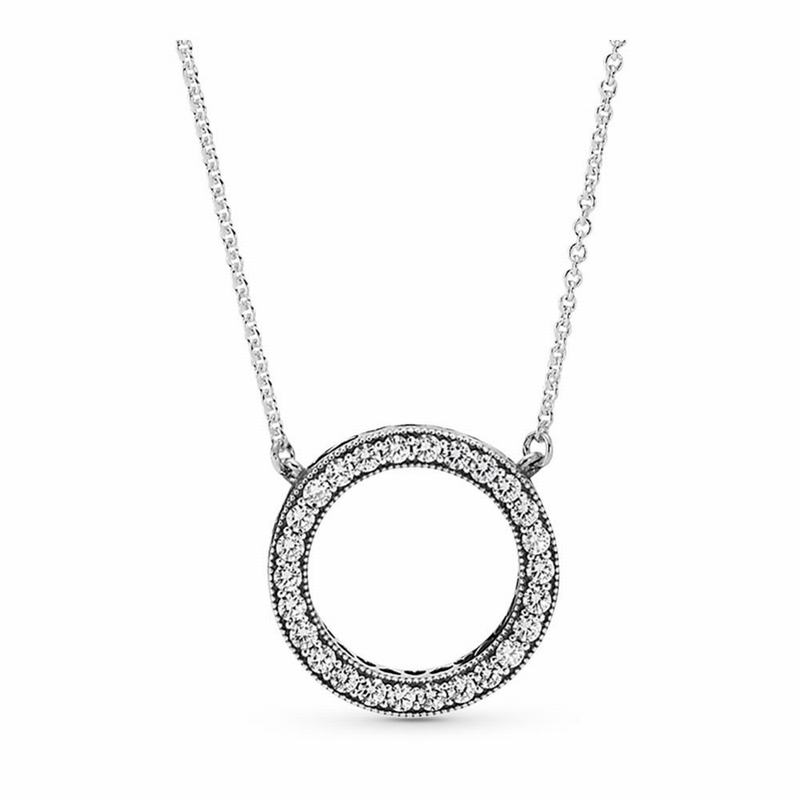 Pandora Circle Of Sparkle Necklace Ireland - Sterling Silver/Cubic Zirconia - 583749PUA